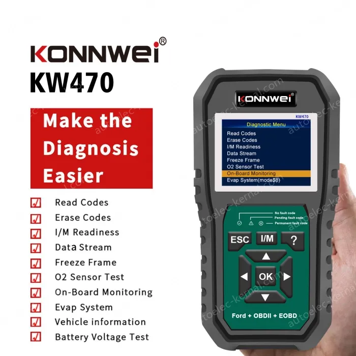 KW470 Automotive Fault Diagnosis Instrument Engine Fault Reading Fault Code Query Playback Function Testing Tools