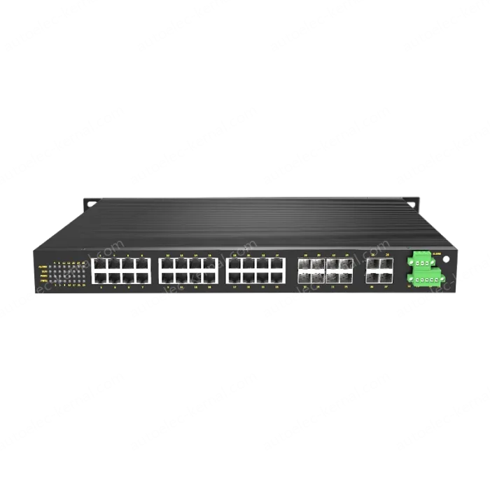 8 Ports Gigabit Combo + 4 Ports Gigabit SFP + 16 Gigabit T(x) Ports Rack-mount Managed Industrial Ethernet Switch