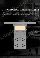 6 AC Outlets Surge Protector Wall Outlet Shlef