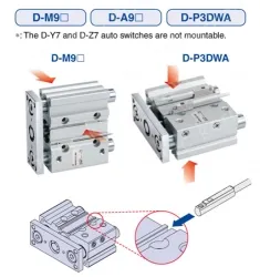 Compact Guide Cylinder MGP Series &oslash;12, &oslash;16, &oslash;20, &oslash;25, &oslash;32, &oslash;40, &oslash;50, &oslash;63, &oslash;80, &oslash;100