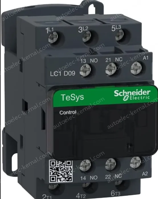 Schneider LC1D18M7C TeSys Deca 3P Contactor, 18A, 220VAC Coil, 1NO+1NC Auxiliary Contacts