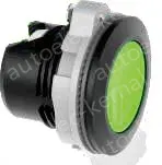 Green frosted button, plastic black border, screw wiring