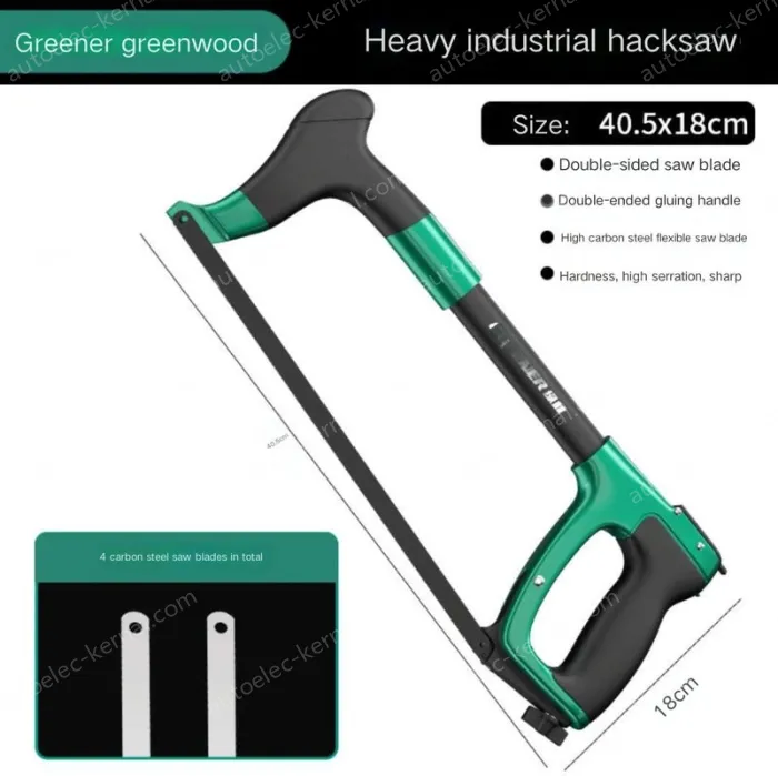 Heavy Duty Industrial Grade Hacksaw Contains 4 carbon hacksaw blades with a saw body to store saw blades