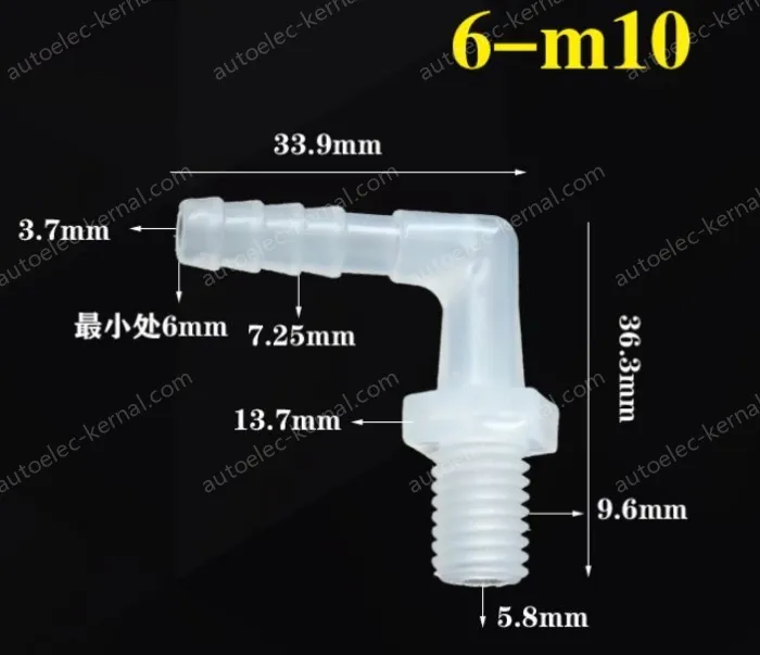 6-M10-M thread right angle elbow