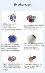 LED light connecting cable 18AWG*8 and (34/0.178TS)