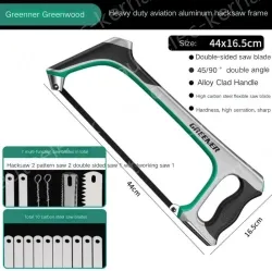 Heavy Aviation Aluminum Hacksaw 3 seconds to change the saw blade contains 10 carbon steel saw blades + 7 multi-function saw blades