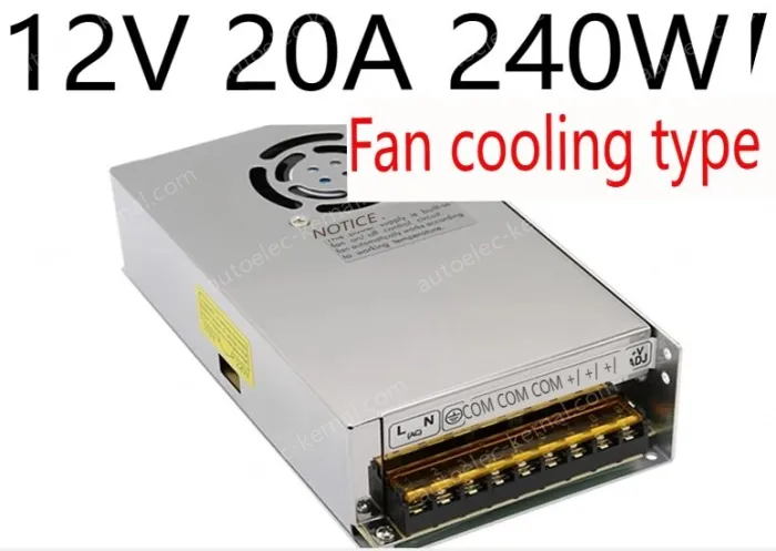 DC switching power supply, LED light strip light box monitoring special transformer 12V 20A 240W Fan cooling type