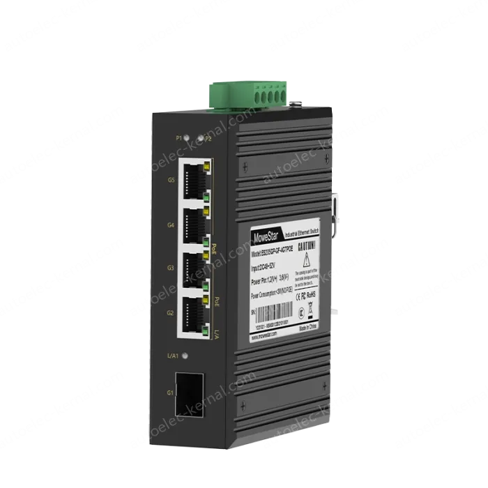 1 Port Gigabit SFP + 4 Ports Gigabit PoE RJ45 Din-Rail Unmanaged Industrial PoE Switch
