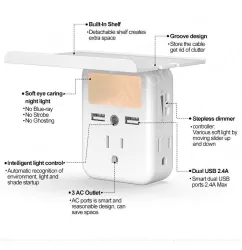 USB wall mountable outlet shelf