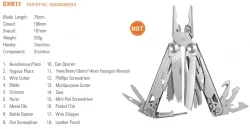 GHK11 Multi-function pliers, stainless steel, multi-function wrench, emergency rescue, folding combination tool