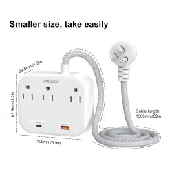 20W PD quick charger 3 AC Outlet Power Strip