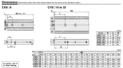 Dual Rod Cylinder Basic Type CXS Series &oslash;6, &oslash;10, &oslash;15, &oslash;20, &oslash;25, &oslash;32