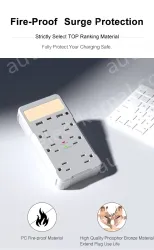 6 AC Outlets Surge Protector Wall Outlet Shlef