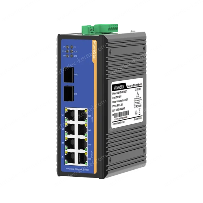 2 Ports Gigabit SFP + 8 Ports Gigabit T(x) Din-Rail Managed Industrial Ethernet Switch