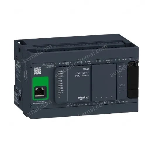 TM241CE24T logic controller, Modicon M241, 24 IO, transistor, PNP, Ethernet