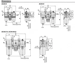 Air Combination Air Filter + Regulator + Lubricator AC20-D to AC60-D