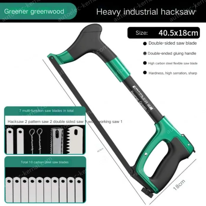 Heavy Duty Industrial Grade Hacksaw Contains 10 carbon hacksaw blades + 7 multi-function saw blades The saw body can store the saw blades