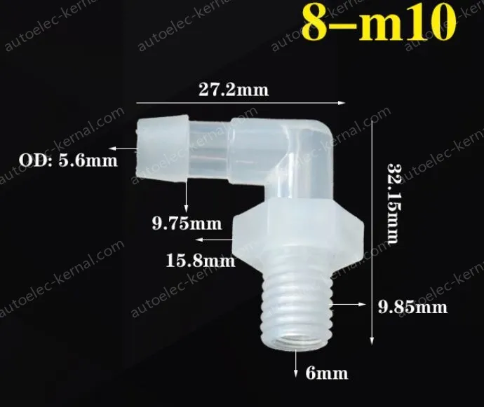 8-M10-M thread right angle elbow