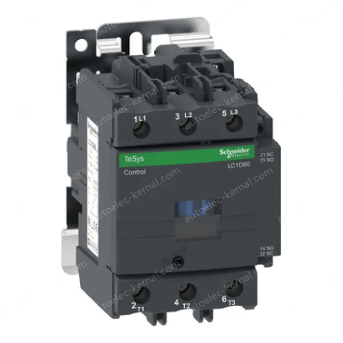 LC1D80E7C TeSys Deca Contactor, 3-Pole (3NO), AC-3/AC-3e, <=440V, 80A, 48VAC, Screw Terminal
