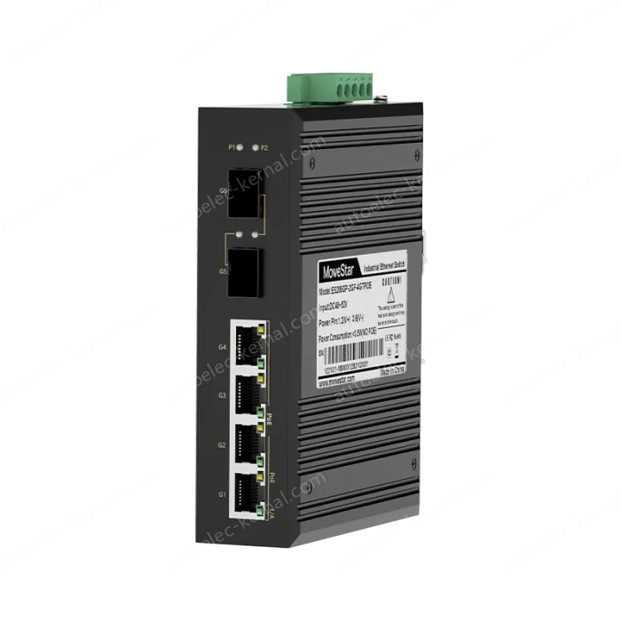 2 Ports Gigabit SFP + 4 Ports Gigabit PoE RJ45 Din-Rail Unmanaged Industrial PoE Switch